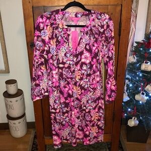 Lilly Pulitzer Norris 3/4 Sleeve Dress Amarena Cherry Tropical With Twist Large